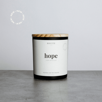 Hope | Teak and Oud Candle Recite Store Black Jar 