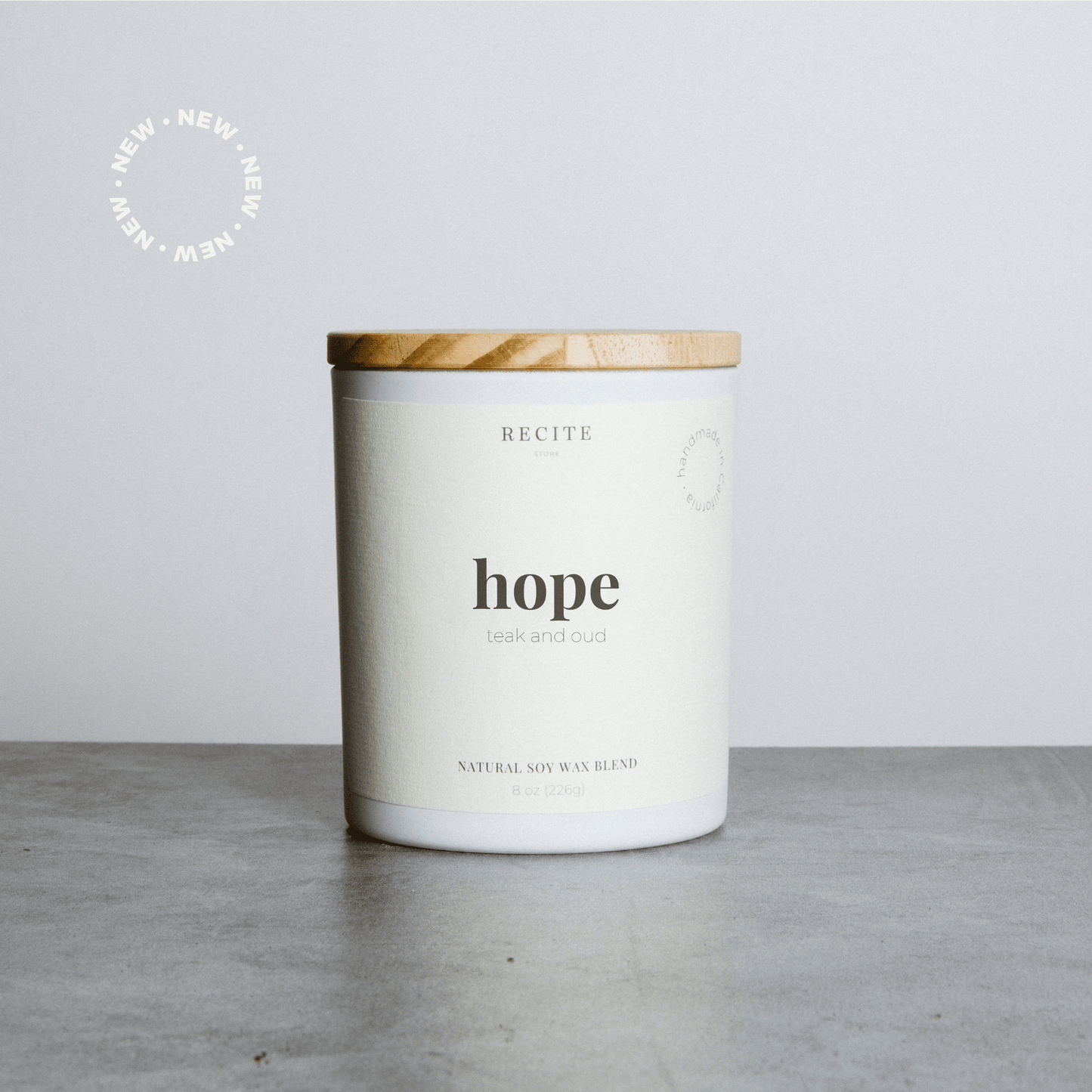 Hope | Teak and Oud Candle Recite Store White Jar 