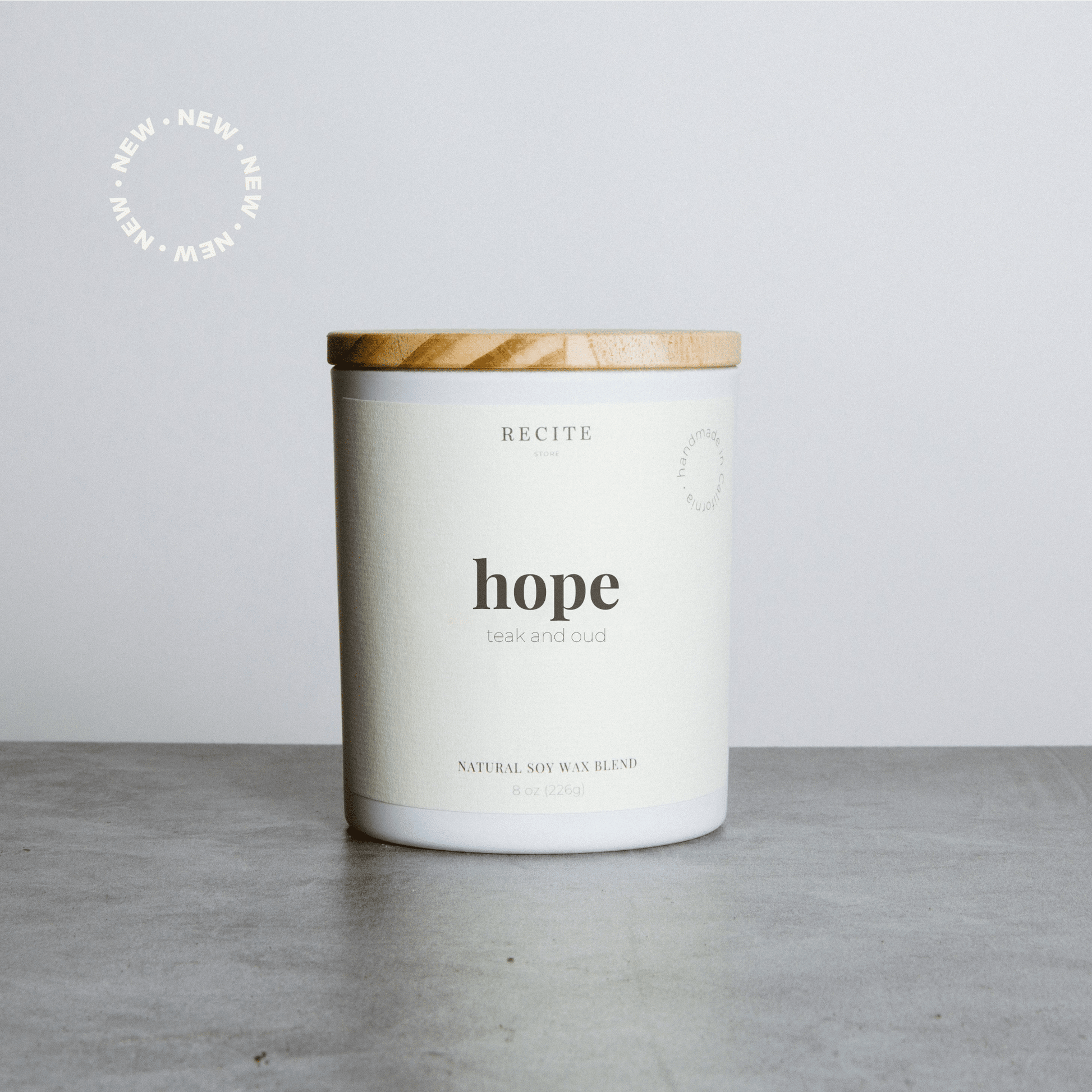 Hope | Teak and Oud Candle Recite Store White Jar 