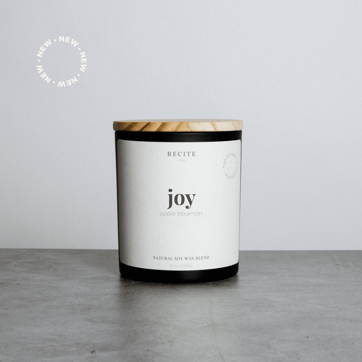 Joy | Apple Bourbon Candle Recite Store Black Jar 