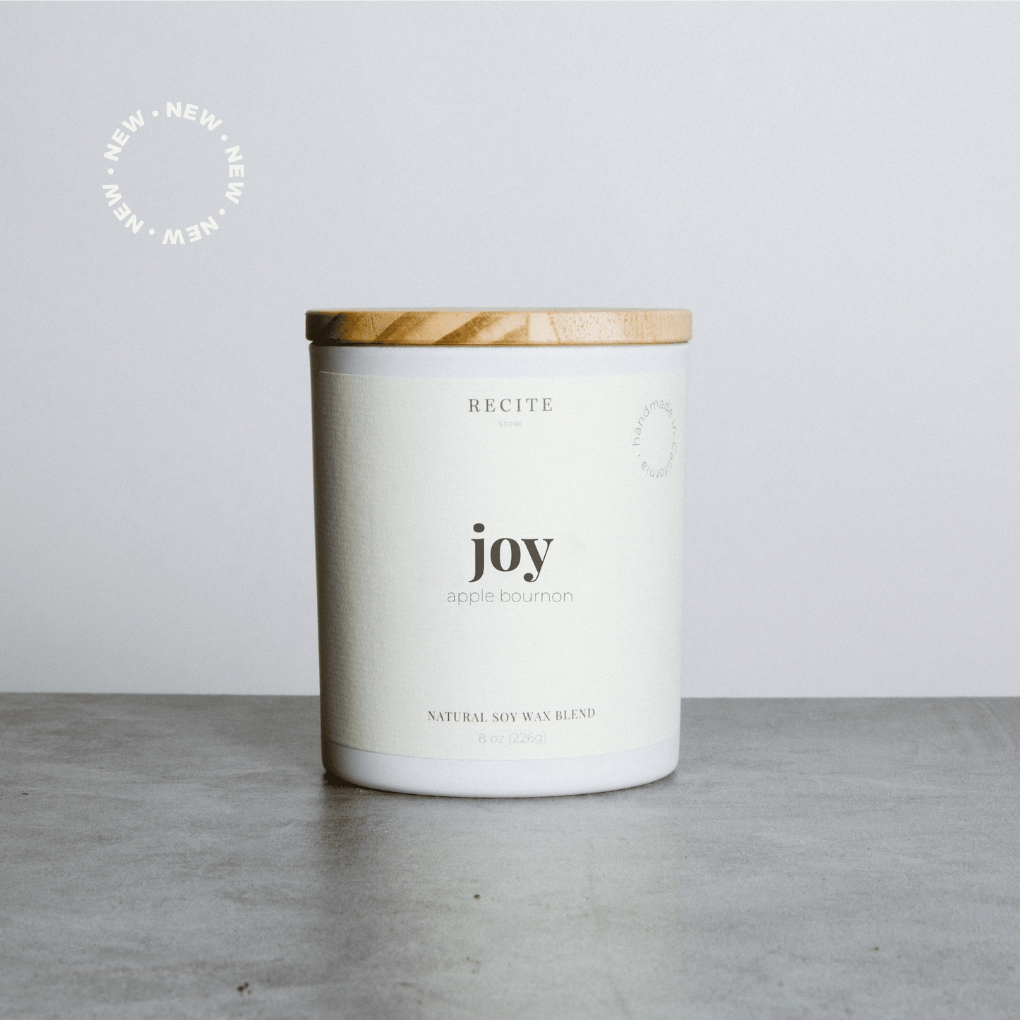 Joy | Apple Bourbon Candle Recite Store White Jar 