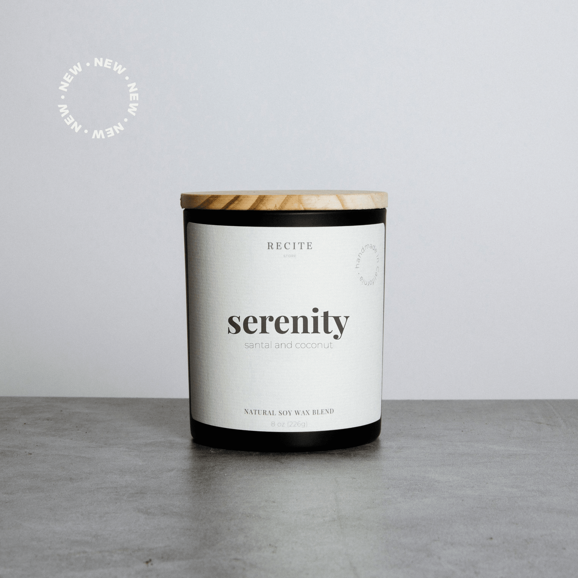 Serenity | Santal and Coconut Candle Recite Store Black Jar 