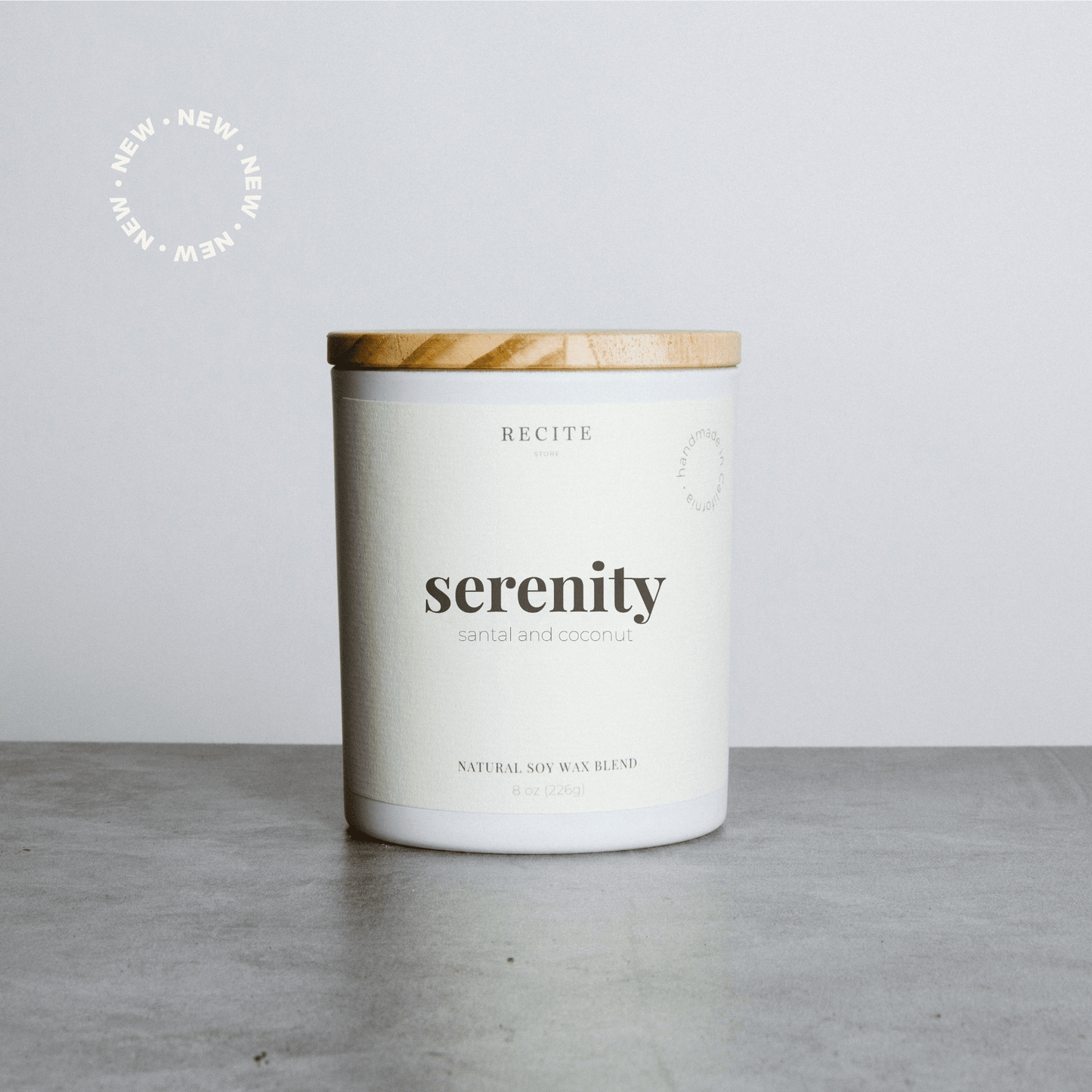 Serenity | Santal and Coconut Candle Recite Store White Jar 